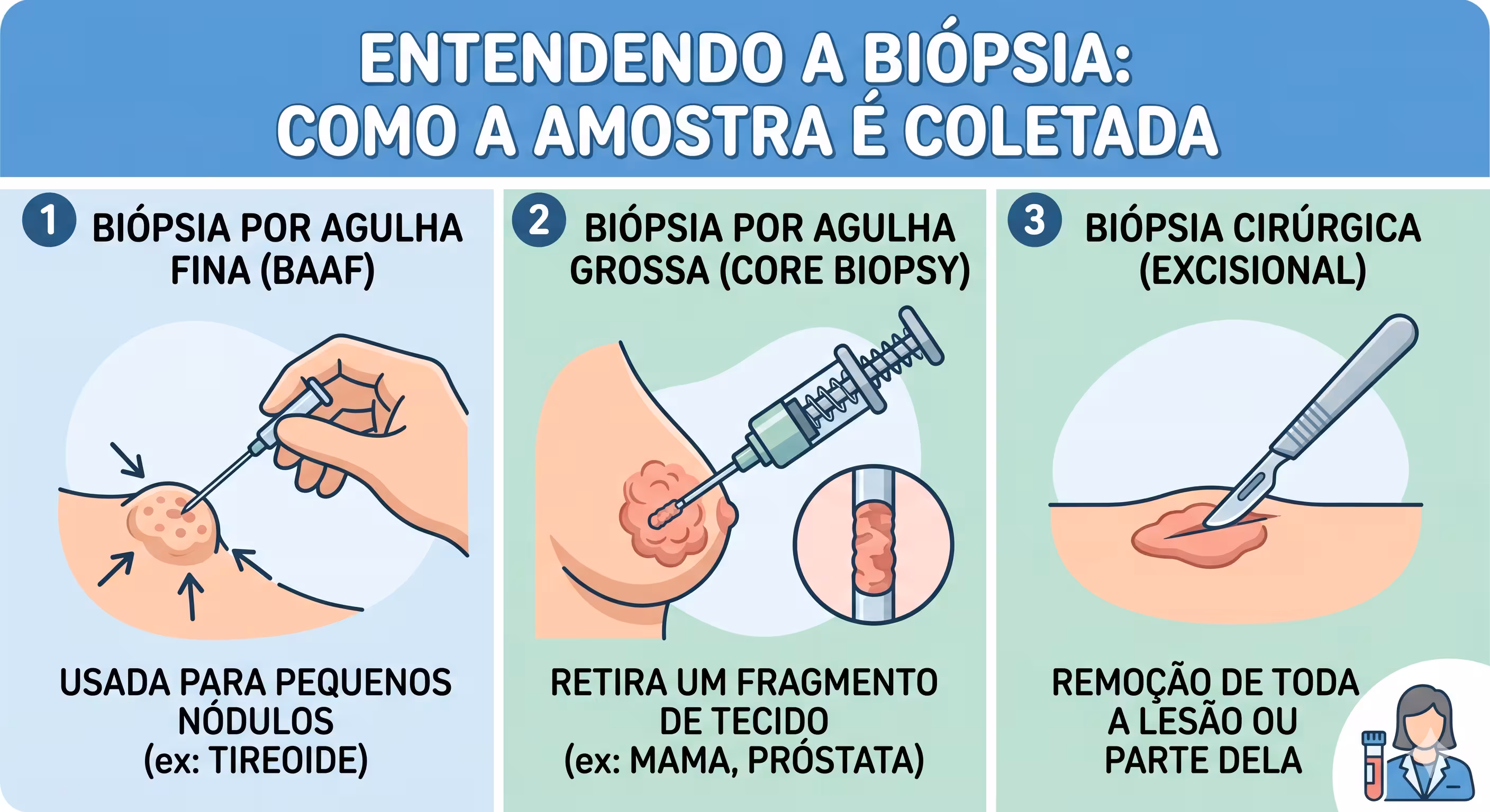 Como a amostra de biópsia de pele é coletada