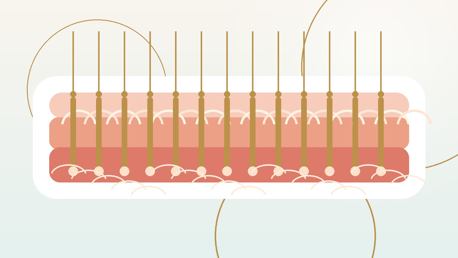 Ilustração didática de microzonas de ação do laser CO2 fracionado na pele